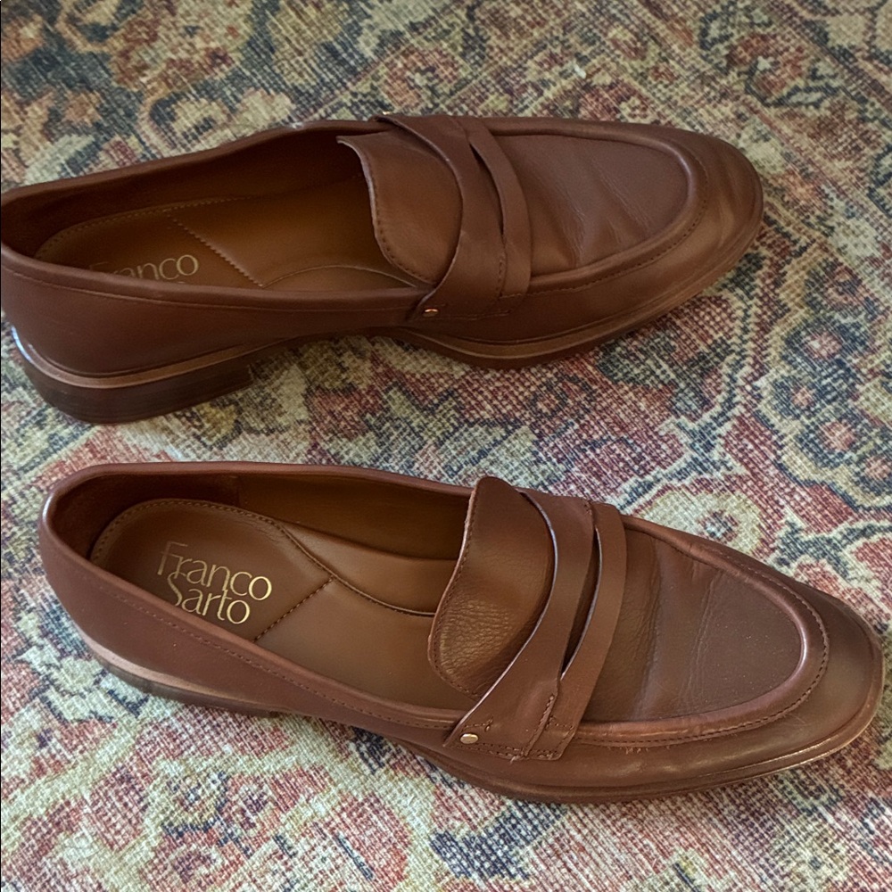 Franco Sarto Men’s Cognac Brown Leather Penny Loafers